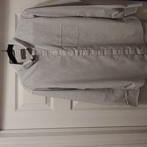 Mens long sleeves dress shirt Grey striped  size 17